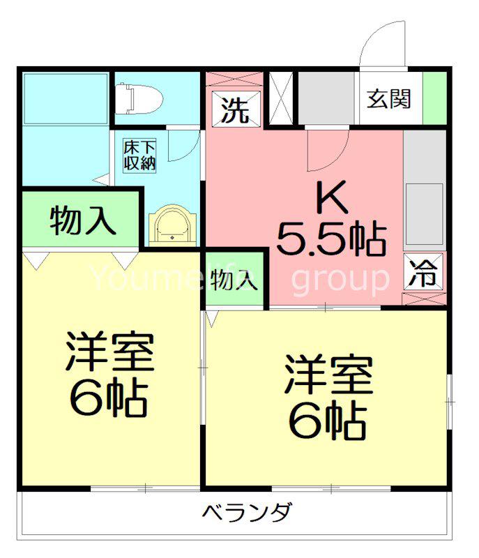 早川ハイツII(2DK/1階)の間取り写真
