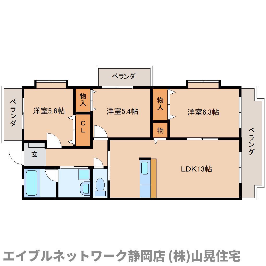 グランツ(3LDK/3階)の間取り写真