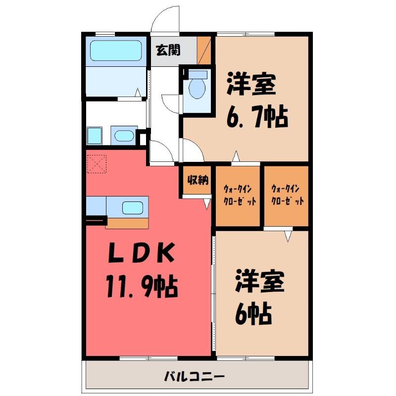 リヴァ―ジュ 壱番館(2LDK/1階)の間取り写真