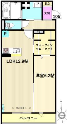 ココレジデンス(1LDK/1階)の間取り写真
