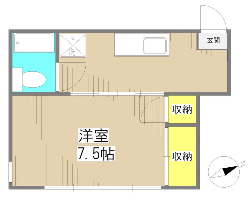 八木アパート(1K/2階)の間取り写真