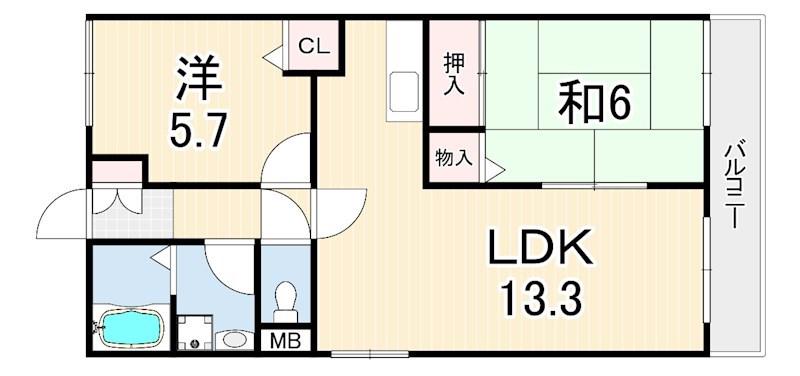 光洋メゾン(2LDK/1階)の間取り写真