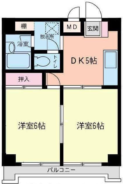 PLENDY相武台(2DK/2階)の間取り写真