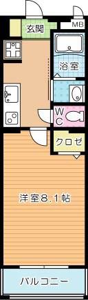 A&E GLANZ(1K/1階)の間取り写真