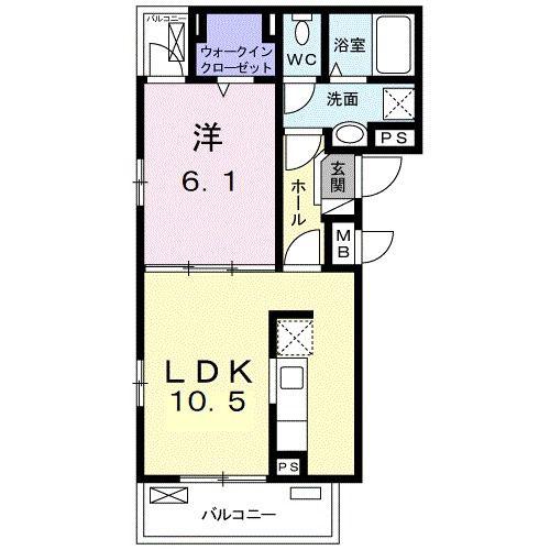 アプリコット(1LDK/2階)の間取り写真