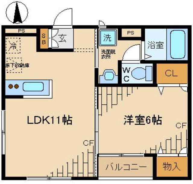 ベルリード柴又(1LDK/1階)の間取り写真