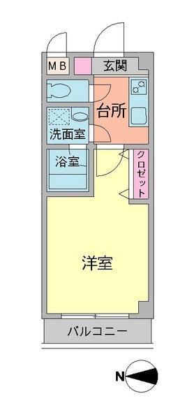 アクアブルーハイム(1K/4階)の間取り写真