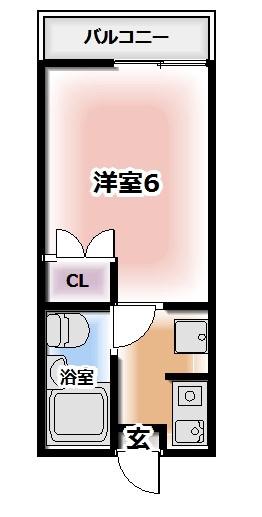 ハッピーハイツII(ワンルーム/2階)の間取り写真