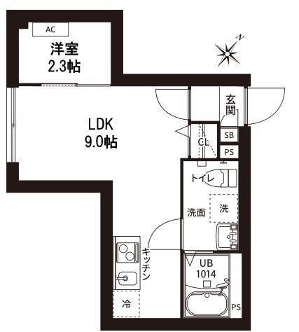 レピュア曙橋駅前レジデンス(1LDK/2階)の間取り写真