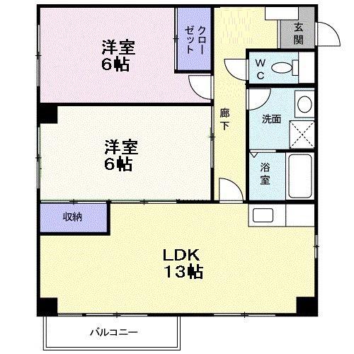 シャルマン上II番館(2LDK/1階)の間取り写真