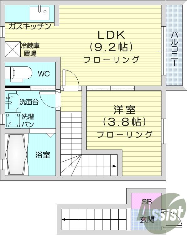 SOLEIL HINA2(1LDK/2階)の間取り写真
