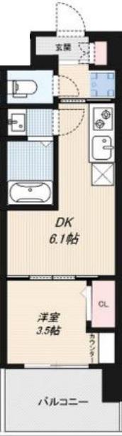 DIMORA難波(1DK/5階)の間取り写真