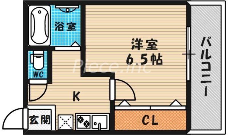 アワーズ長柄(1K/5階)の間取り写真