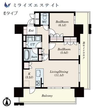 ローレルタワー名古屋栄(2LDK/7階)の間取り写真