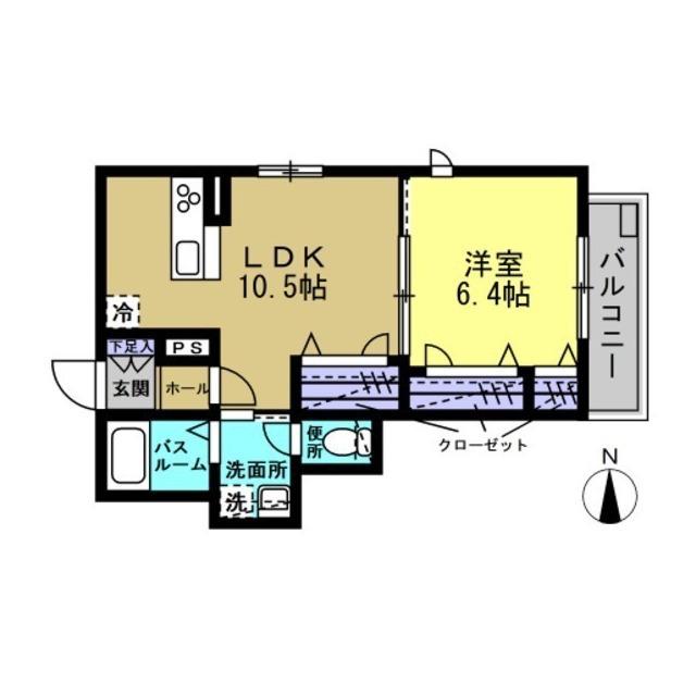 ルポゼ武蔵小杉(1LDK/3階)の間取り写真