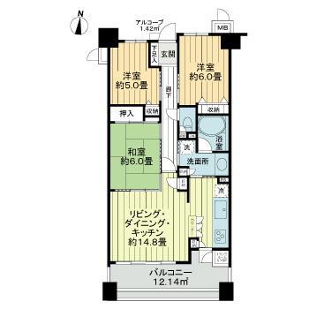 サーパス幸町(3LDK/2階)の間取り写真