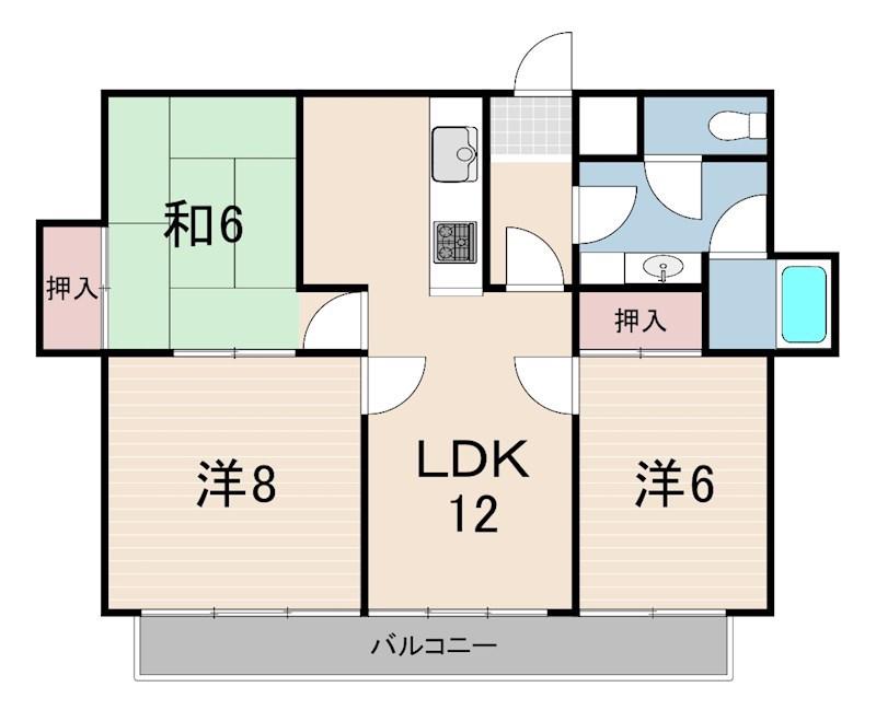 ラフォーレ夙川(3LDK/2階)の間取り写真