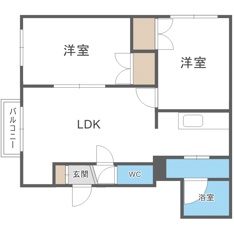 テール竹(2LDK/3階)の間取り写真