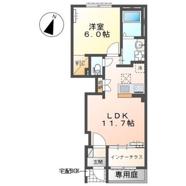 サンプレスII(1LDK/1階)の間取り写真