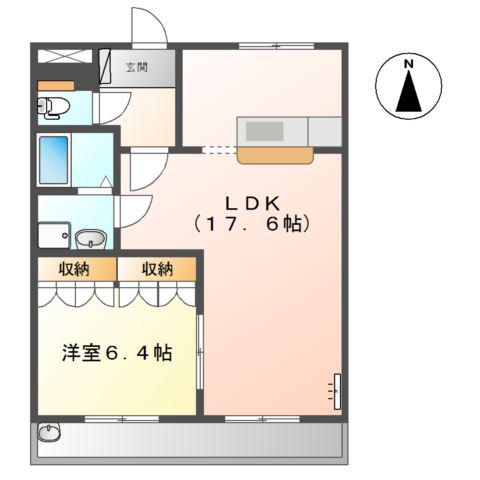 ステイブル円座II(1LDK/1階)の間取り写真