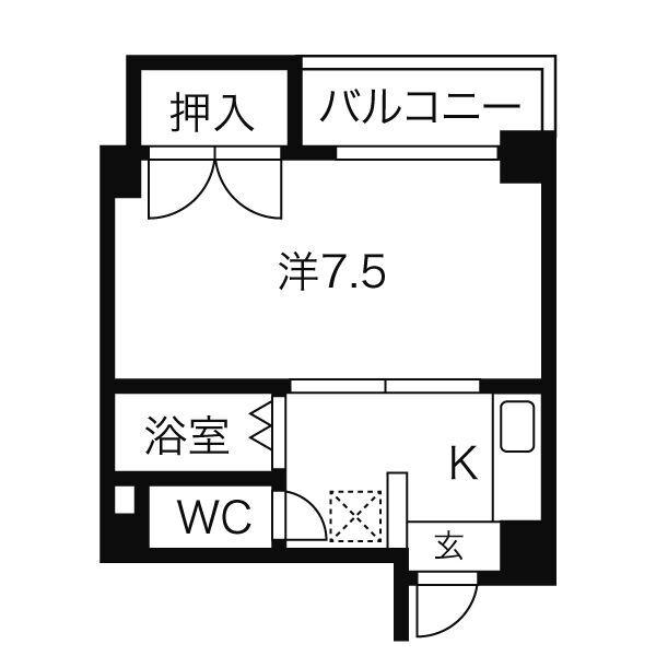 モワ鳥居松(1K/2階)の間取り写真