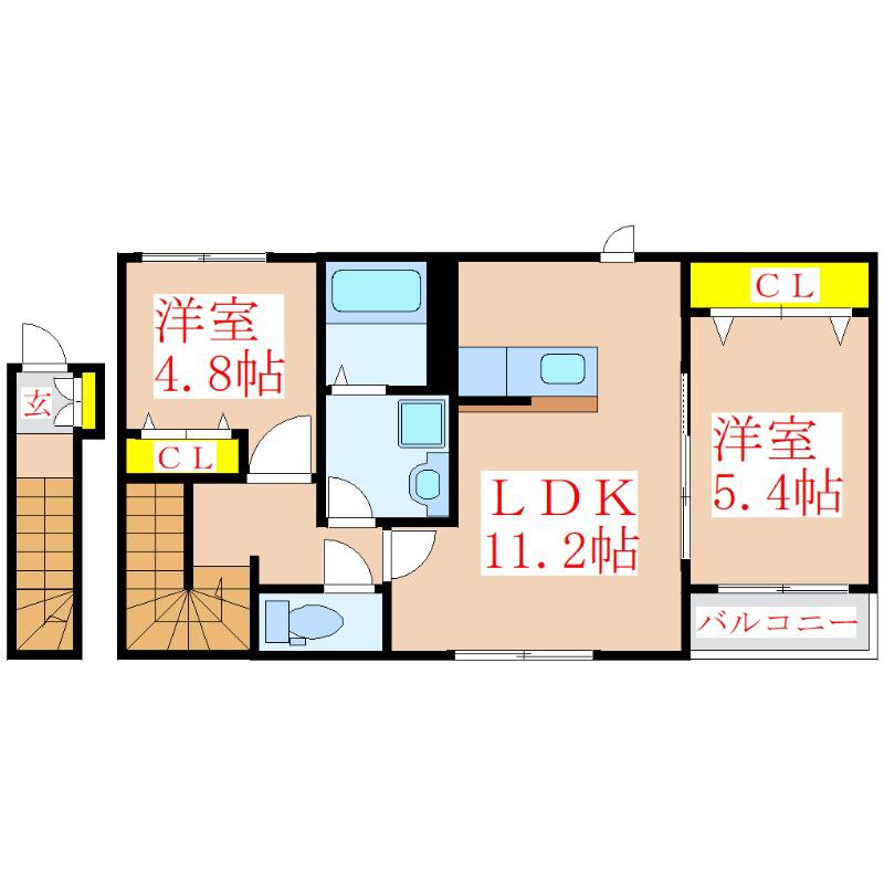 ファミール(2LDK/2階)の間取り写真