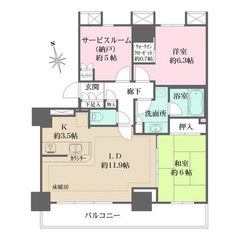 ソルクレスト川口(2SLDK/5階)の間取り写真