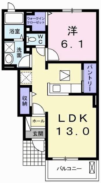 トイプーI(1LDK/1階)の間取り写真