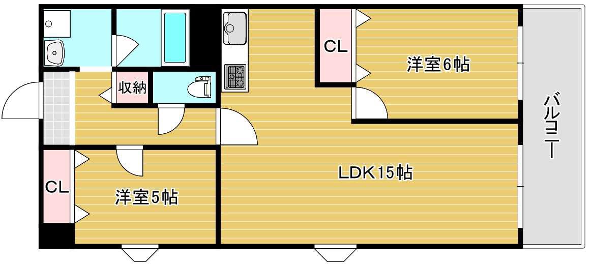 エミネンス梅田西(2LDK/6階)の間取り写真