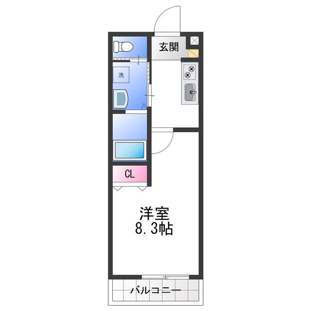 FELIZ COURT日根野(1K/2階)の間取り写真