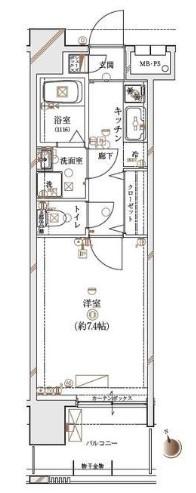 DUARES早稲田(1K/11階)の間取り写真