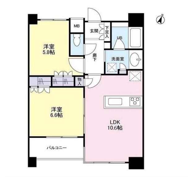 タワービューレジデンス吾妻橋(2LDK/9階)の間取り写真