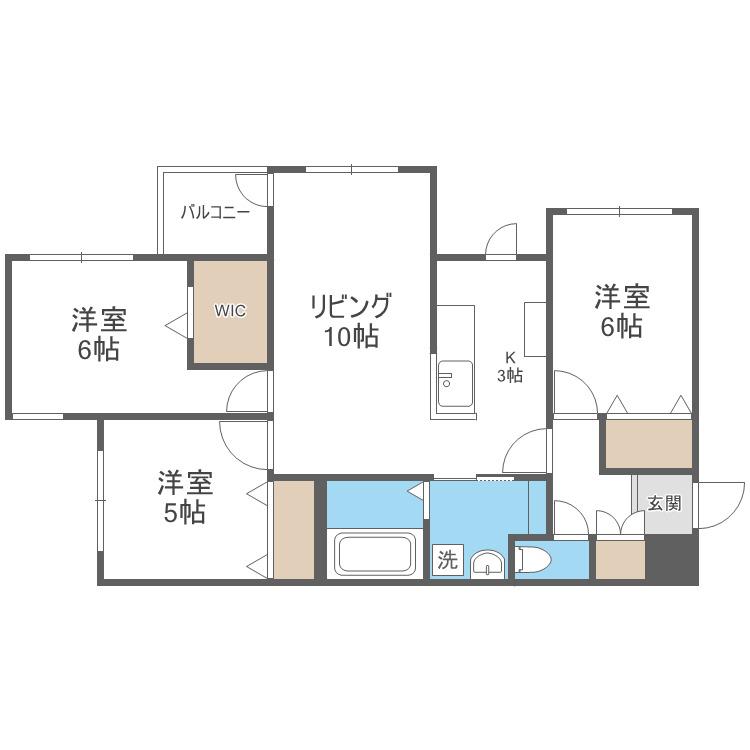 L・A大通(3LDK/5階)の間取り写真