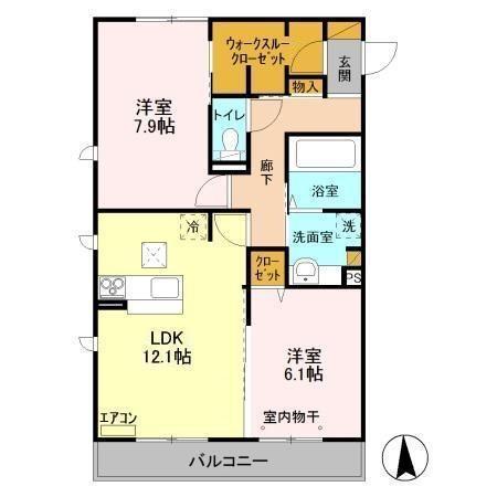 ハピネスストーム(2LDK/1階)の間取り写真