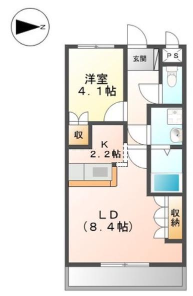 チェリーブロッサム(1LDK/2階)の間取り写真