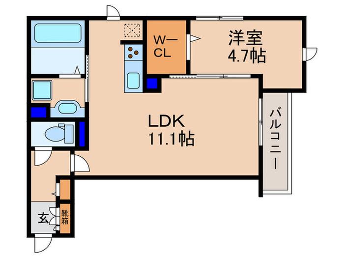エスポワール飛鳥(1LDK/3階)の間取り写真