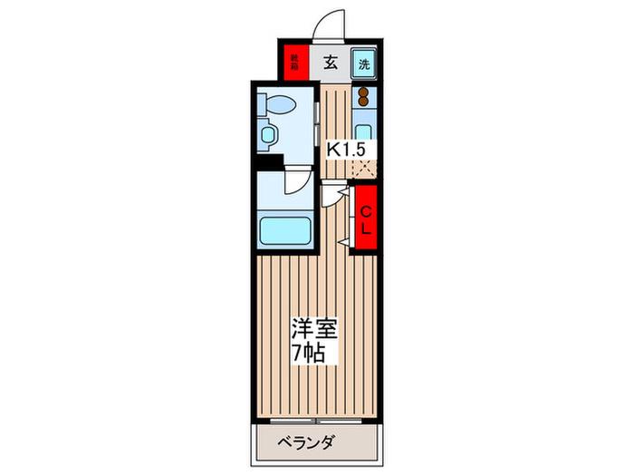 ドゥーエ西大島II(1K/7階)の間取り写真