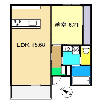 インヒルズ(1LDK/1階)の間取り写真