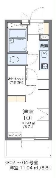 レオパレス南大和田(1K/1階)の間取り写真