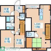 SILVERADO方南(3LDK/2階)の間取り写真