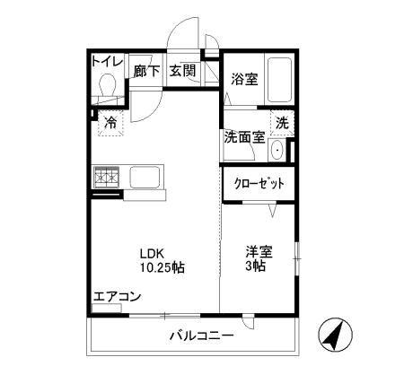 ヴェルドミールB(1LDK/2階)の間取り写真