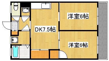 SKコーポ明和(2DK/3階)の間取り写真