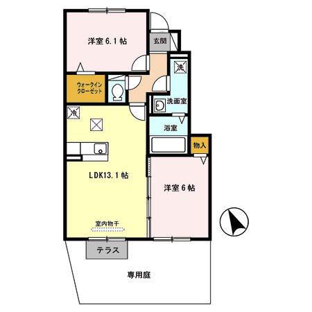 ロイヤルレジデンス(2LDK/1階)の間取り写真