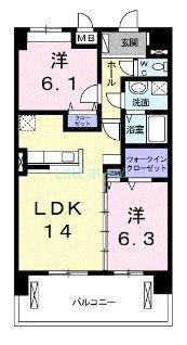オリーブコート塚田(2LDK/2階)の間取り写真