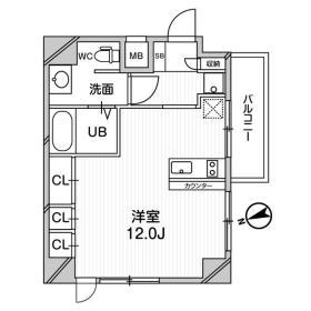 メゾン夕陽ヶ丘(ワンルーム/6階)の間取り写真