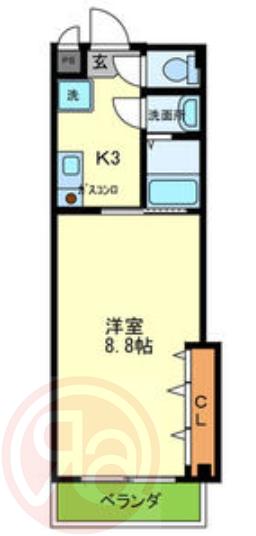 ダイナースコート(1K/4階)の間取り写真