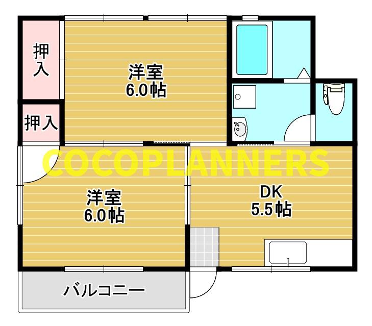 コーポみふね(2DK/2階)の間取り写真
