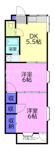 コーポ光2(2DK/1階)の間取り写真