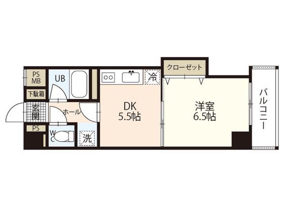 FLAVOR東観音(1LDK/7階)の間取り写真