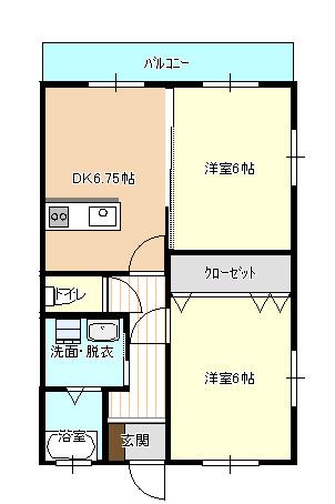 ウィステリアコート(2DK/2階)の間取り写真